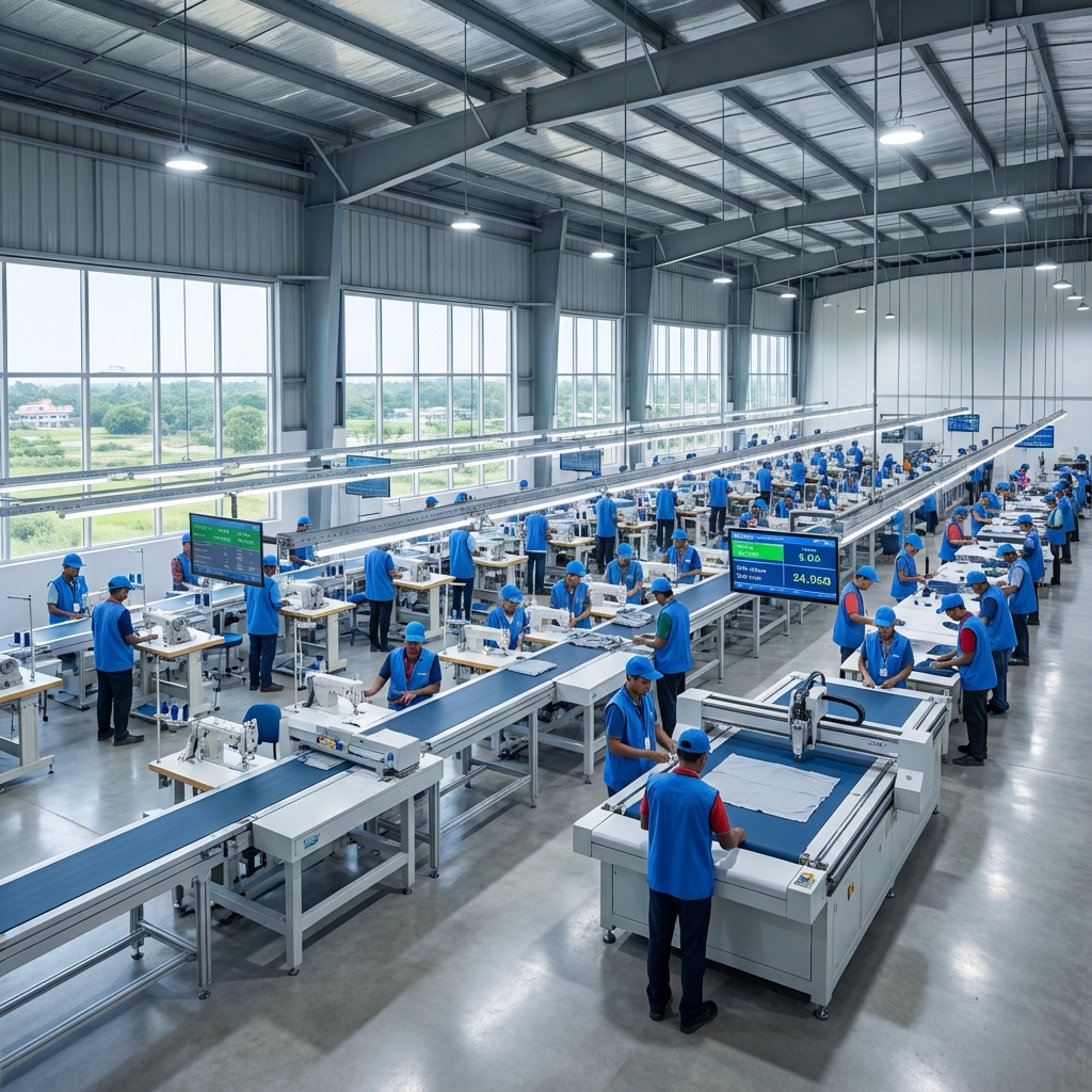 Modern garment factory floor in Bangladesh buying house